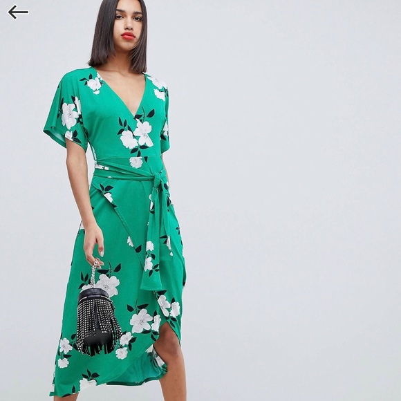 asos green wrap dress